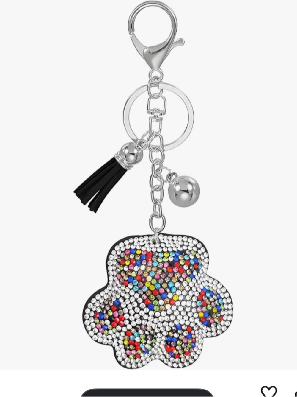 Multicolor Crystal Paw bag charm Keychain